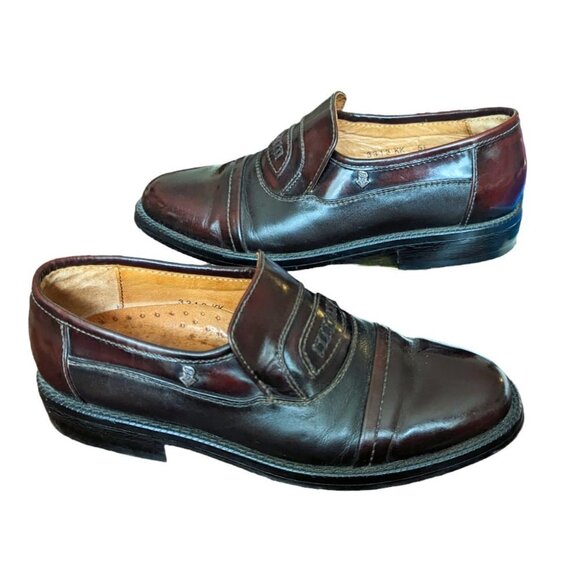 Santoni Leather Oxford Loafer Italian Slip On Polished Dark Cognac 33133 KK - Picture 2 of 11